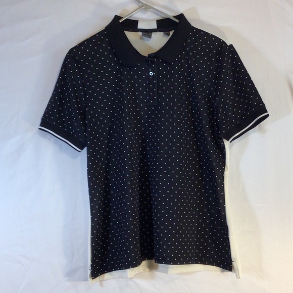 G/FORE Women's Polo Shirt Black Size XL Polka Dot Short Sleeve Golf Active - Picture 1 of 8